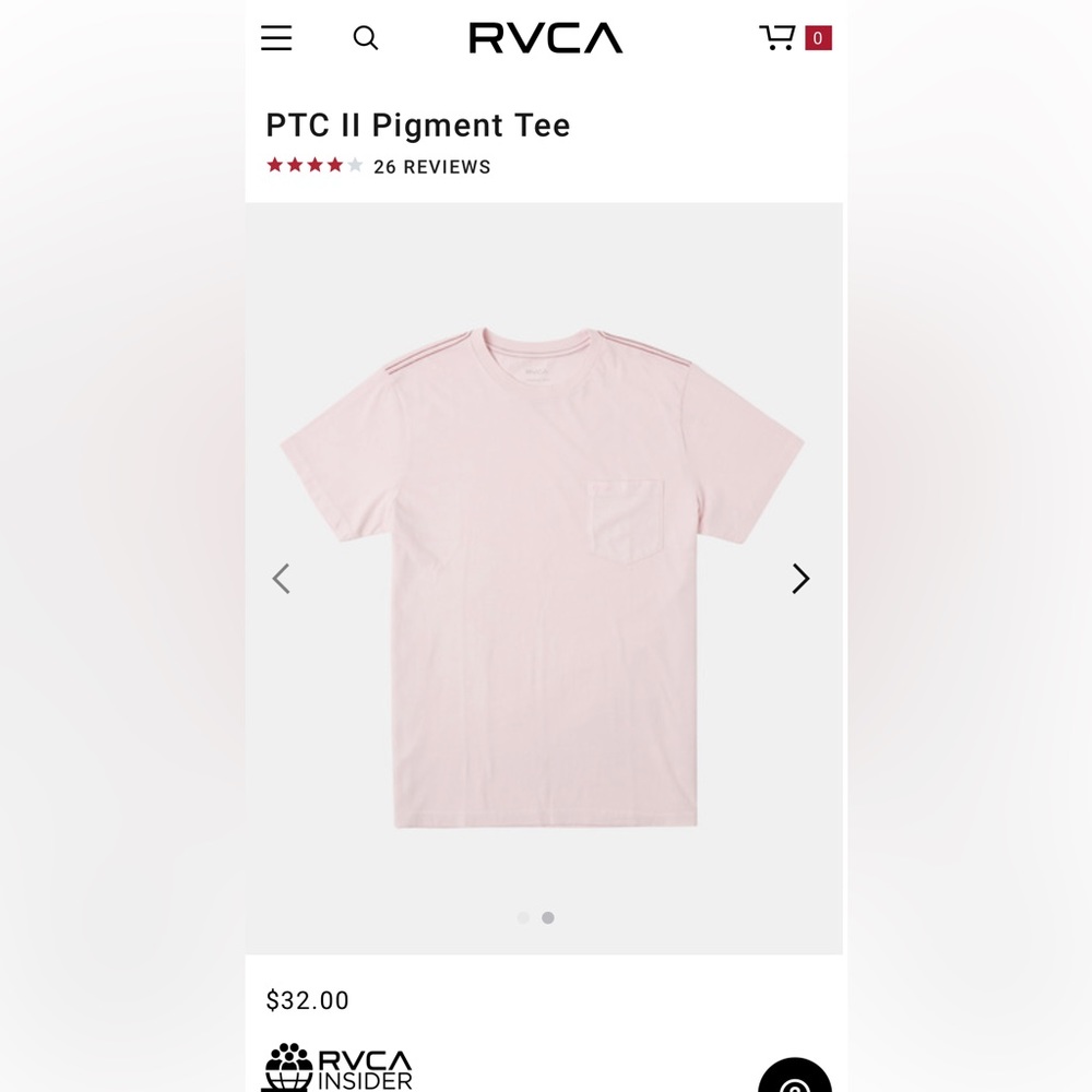 RVCA Men’s pocket t-shirt (PTC II Pigment Tee)